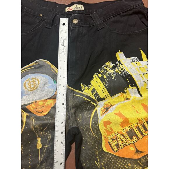 Ecko Vintage Y2k Unltd Denim Shorts Tag 40 Fits 36 Baggy Black Factual Grail - Picture 3 of 9